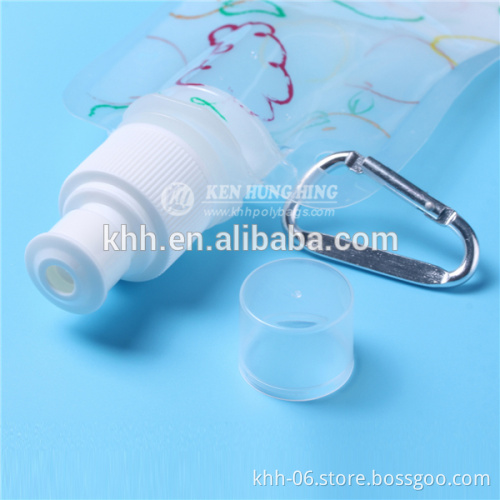 embossed clear liquid stand up pouch with spout